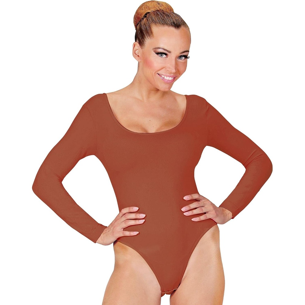 image:imageW WIDMANN MILANO Party Fashion  Kurzer Damen Body mit langen rmeln Einteiler fr Verkleidungen Tanzperformances KarnevalHautfarben