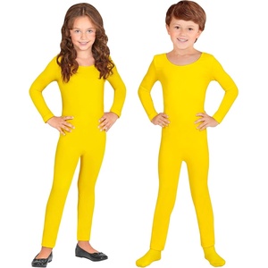 W WIDMANN MILANO Party Fashion Kinderbody, lange Ärmel und Beine, Overall für Tänzer und Tänzer(Gelb)
